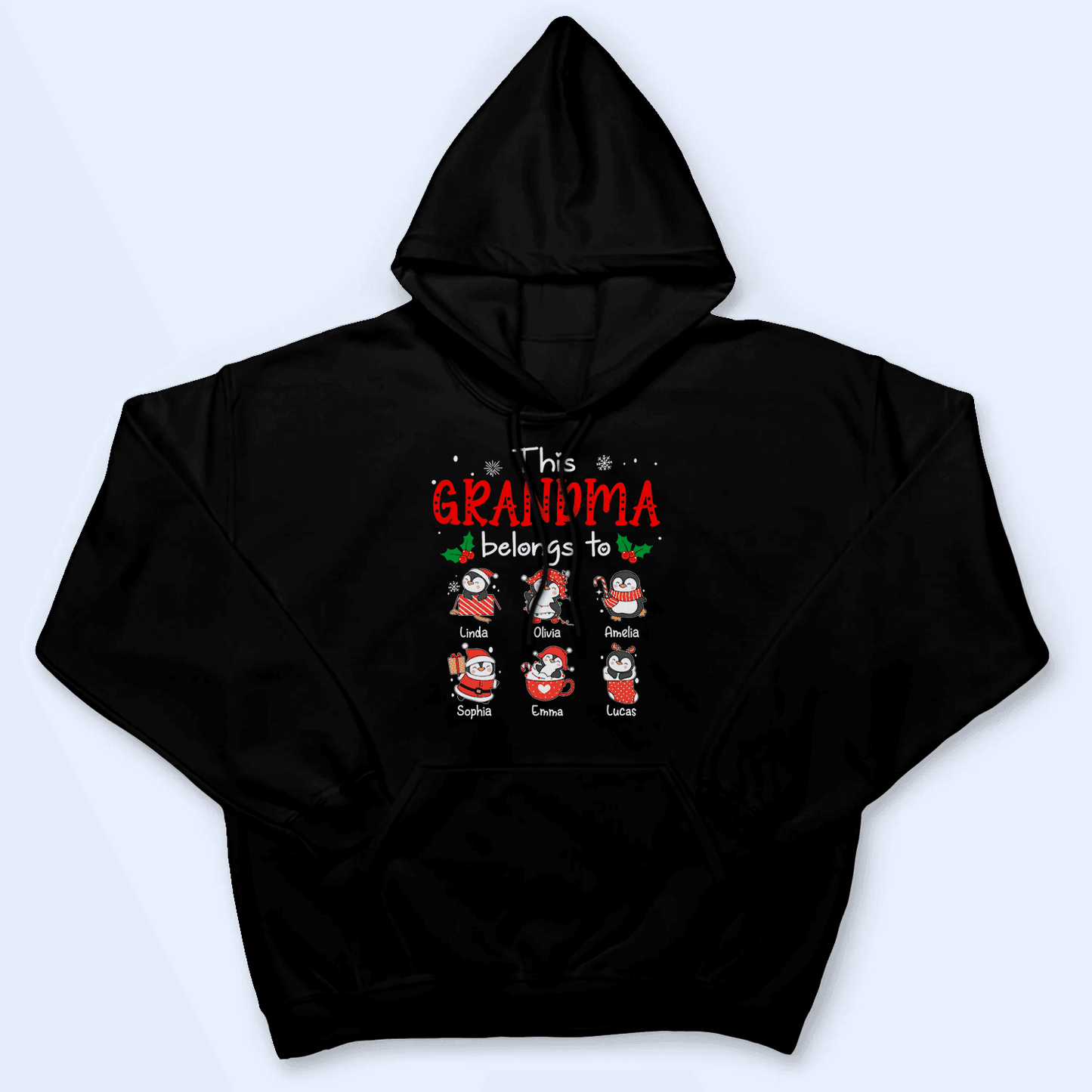 This Grandma Belongs To - Cute Penguin Grandkids - Personalized Custom T Shirt - Birthday, Loving, Funny Gift for Grandma/Nana/Mimi, Mom, Wife, Grandparent