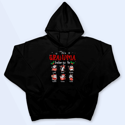 This Grandma Belongs To - Cute Penguin Grandkids - Personalized Custom T Shirt - Birthday, Loving, Funny Gift for Grandma/Nana/Mimi, Mom, Wife, Grandparent