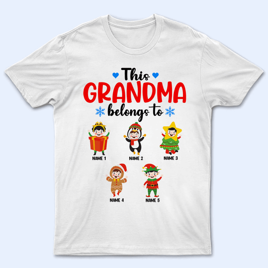 This Grandma Belongs To Grandkids - Christmas - Personalized Custom T Shirt - Birthday, Loving, Funny Gift for Grandma/Nana/Mimi, Mom, Wife, Grandparent