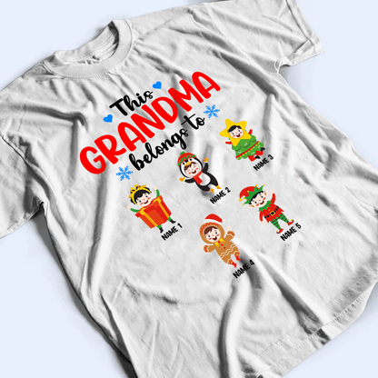 This Grandma Belongs To Grandkids - Christmas - Personalized Custom T Shirt - Birthday, Loving, Funny Gift for Grandma/Nana/Mimi, Mom, Wife, Grandparent