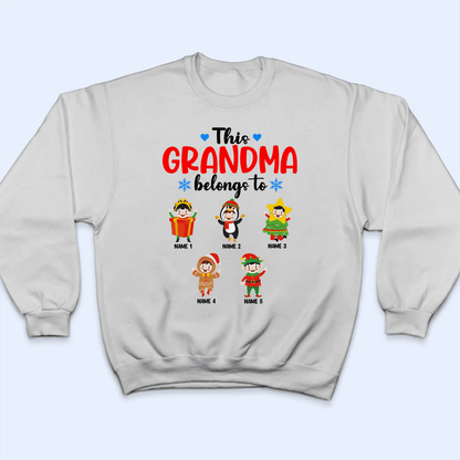 This Grandma Belongs To Grandkids - Christmas - Personalized Custom T Shirt - Birthday, Loving, Funny Gift for Grandma/Nana/Mimi, Mom, Wife, Grandparent