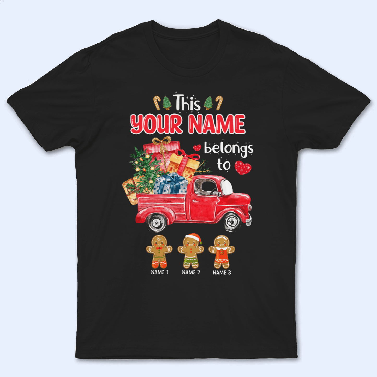 This Grandma Belongs To Grandkids, Christmas Truck - Personalized Custom T Shirt - Birthday, Loving, Funny Gift for Grandma/Nana/Mimi, Mom, Wife, Grandparent