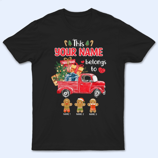 This Grandma Belongs To Grandkids, Christmas Truck - Personalized Custom T Shirt - Birthday, Loving, Funny Gift for Grandma/Nana/Mimi, Mom, Wife, Grandparent