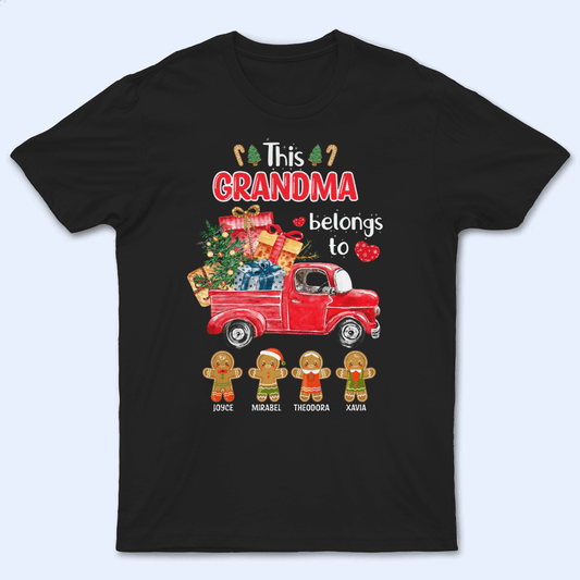 This Grandma Belongs To Grandkids, Christmas Truck - Personalized Custom T Shirt - Birthday, Loving, Funny Gift for Grandma/Nana/Mimi, Mom, Wife, Grandparent