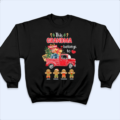 This Grandma Belongs To Grandkids, Christmas Truck - Personalized Custom T Shirt - Birthday, Loving, Funny Gift for Grandma/Nana/Mimi, Mom, Wife, Grandparent