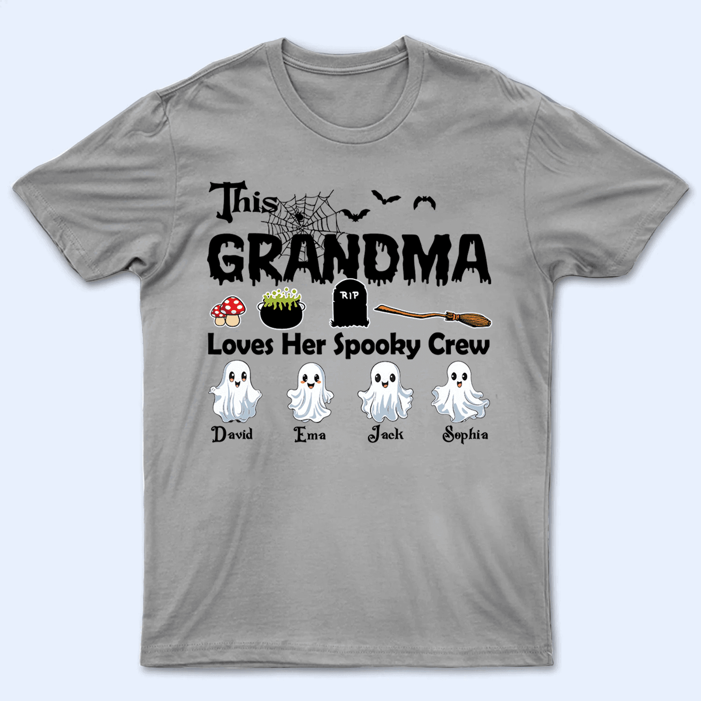 This Grandma Loves Her Spooky Crew - Personalized Custom T Shirt - Birthday, Loving, Funny Gift for Grandma/Nana/Mimi, Mom, Wife, Grandparent