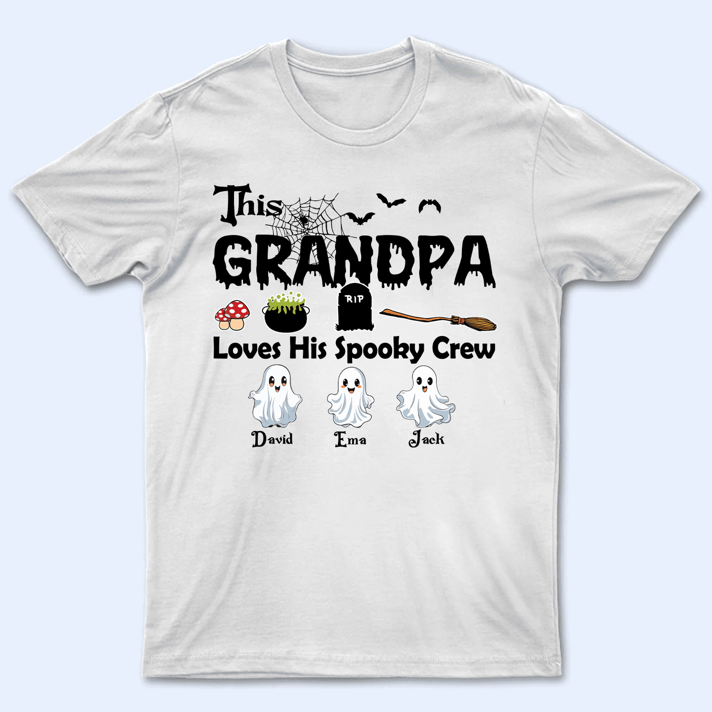 This Grandma Loves Her Spooky Crew - Personalized Custom T Shirt - Birthday, Loving, Funny Gift for Grandma/Nana/Mimi, Mom, Wife, Grandparent