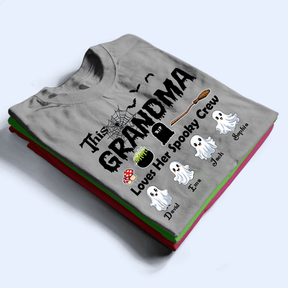 This Grandma Loves Her Spooky Crew - Personalized Custom T Shirt - Birthday, Loving, Funny Gift for Grandma/Nana/Mimi, Mom, Wife, Grandparent