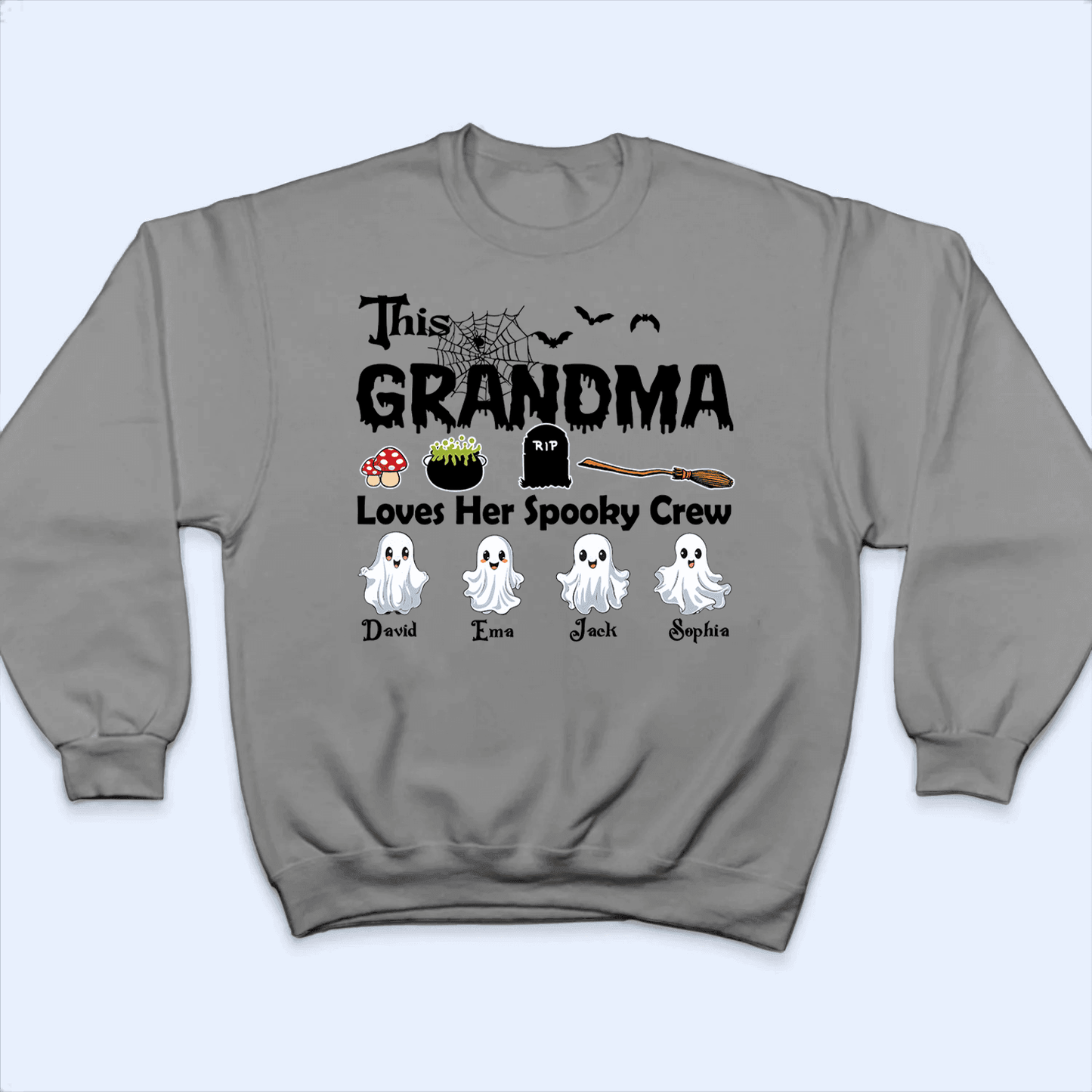 This Grandma Loves Her Spooky Crew - Personalized Custom T Shirt - Birthday, Loving, Funny Gift for Grandma/Nana/Mimi, Mom, Wife, Grandparent