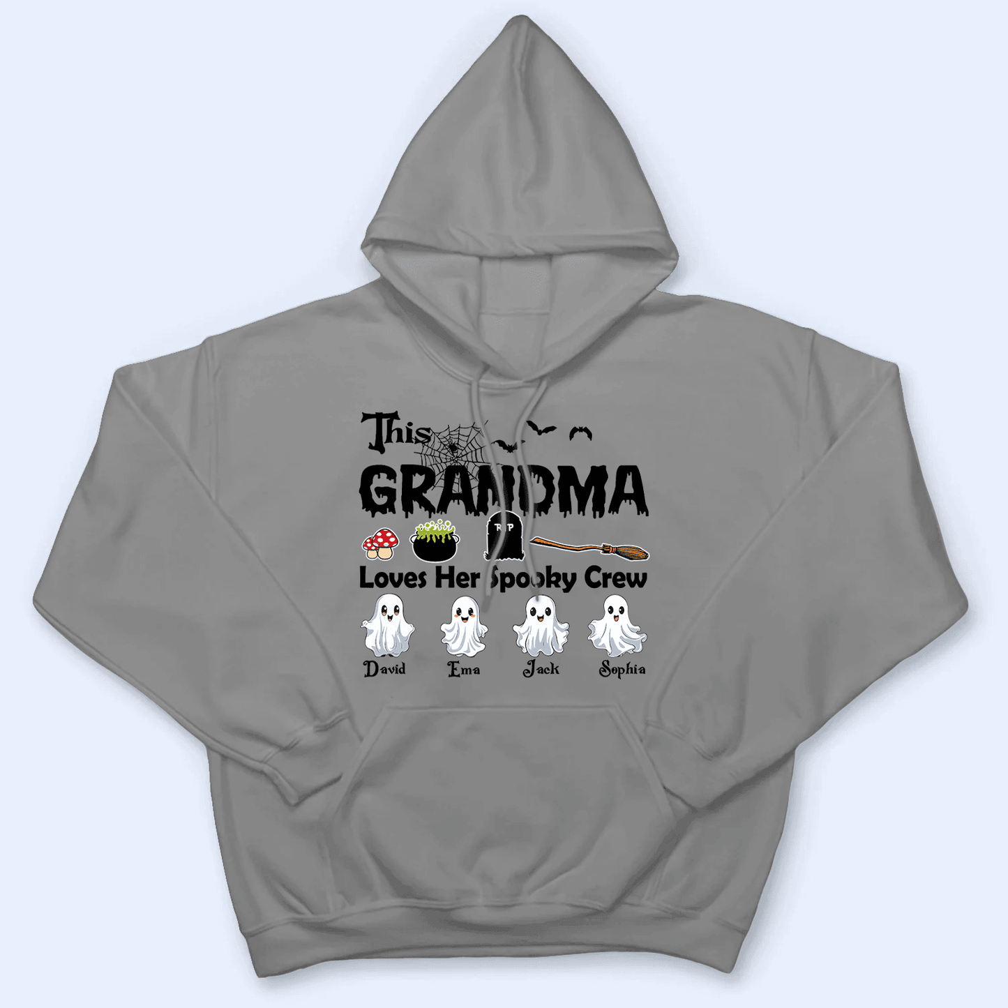 This Grandma Loves Her Spooky Crew - Personalized Custom T Shirt - Birthday, Loving, Funny Gift for Grandma/Nana/Mimi, Mom, Wife, Grandparent