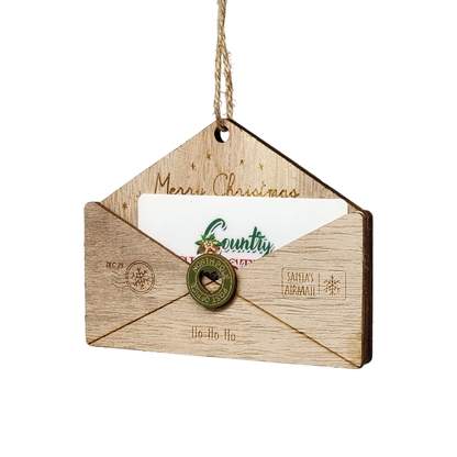 Wooden Letter to Santa Ornament - Natural