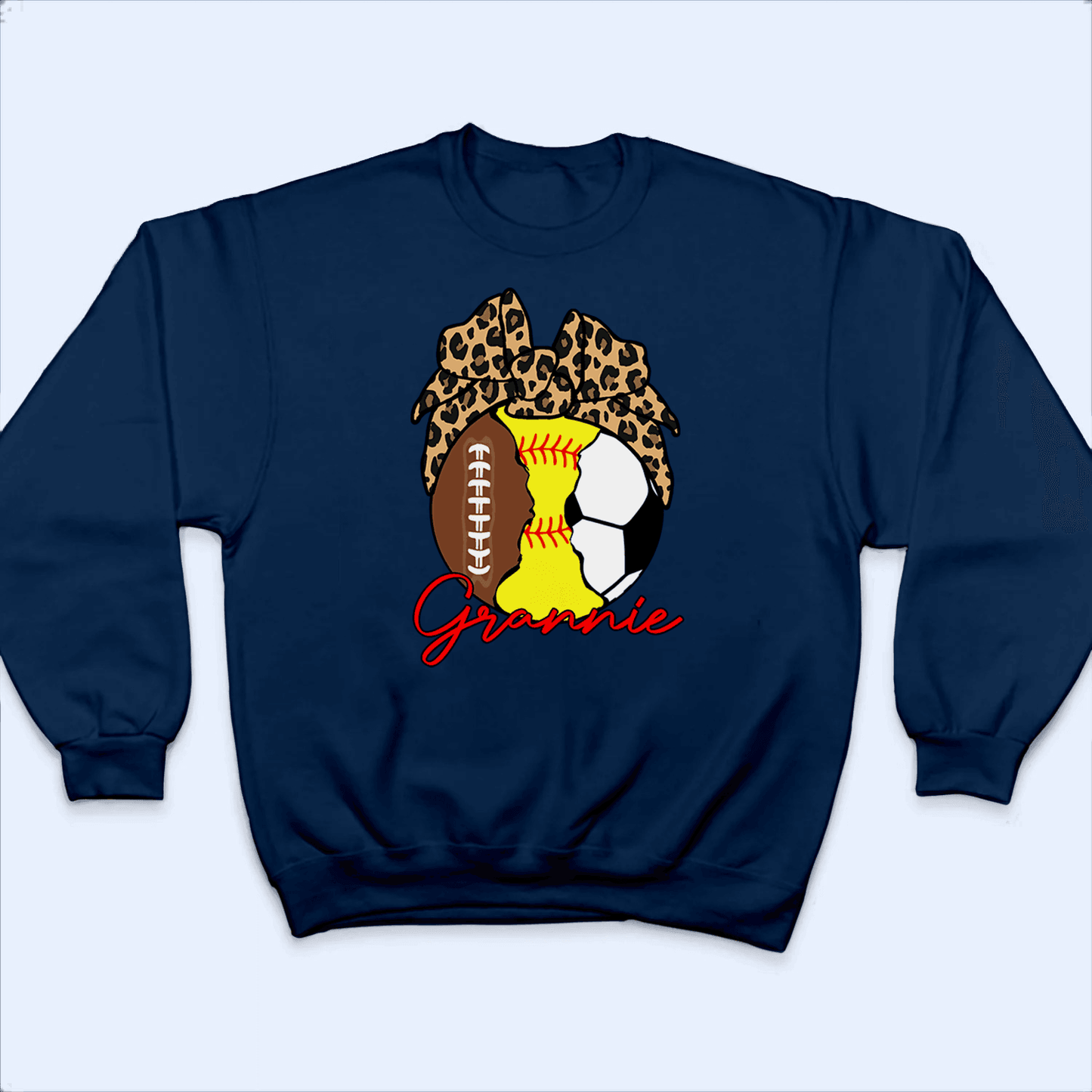 Three Different Sports Design - Baseball/Softball - Personalized Custom T Shirt - Gift for Grandma/Nana/Mimi, Mom, Wife, Grandparent