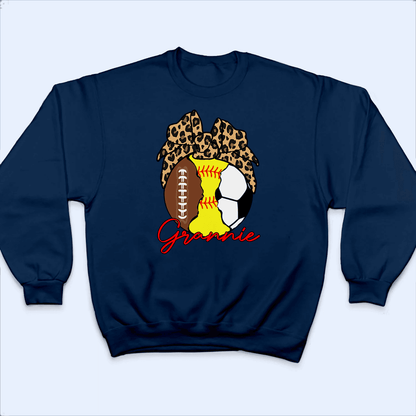 Three Different Sports Design - Baseball/Softball - Personalized Custom T Shirt - Gift for Grandma/Nana/Mimi, Mom, Wife, Grandparent