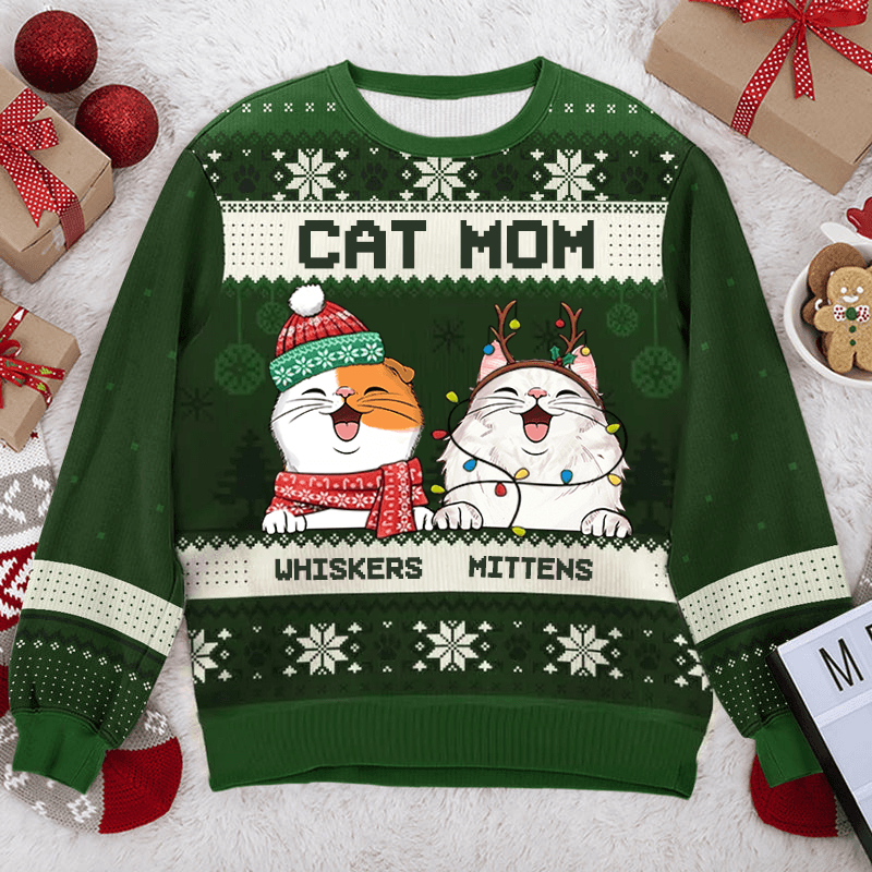 Best Cat Mom Cat Dad Ever - Custom Ugly Sweater - Personalized Christmas Gifts For Cat Owners & Lovers, Cat Mum, Cat Brother, Cat Sister | Sweatshirt