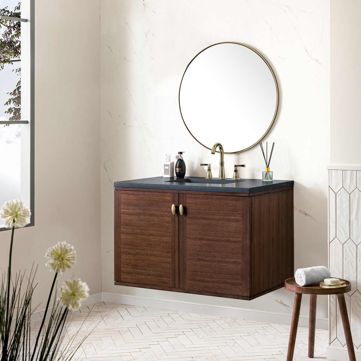 Amberly 36" Single Vanity Cabinet, Mid-Century Walnut