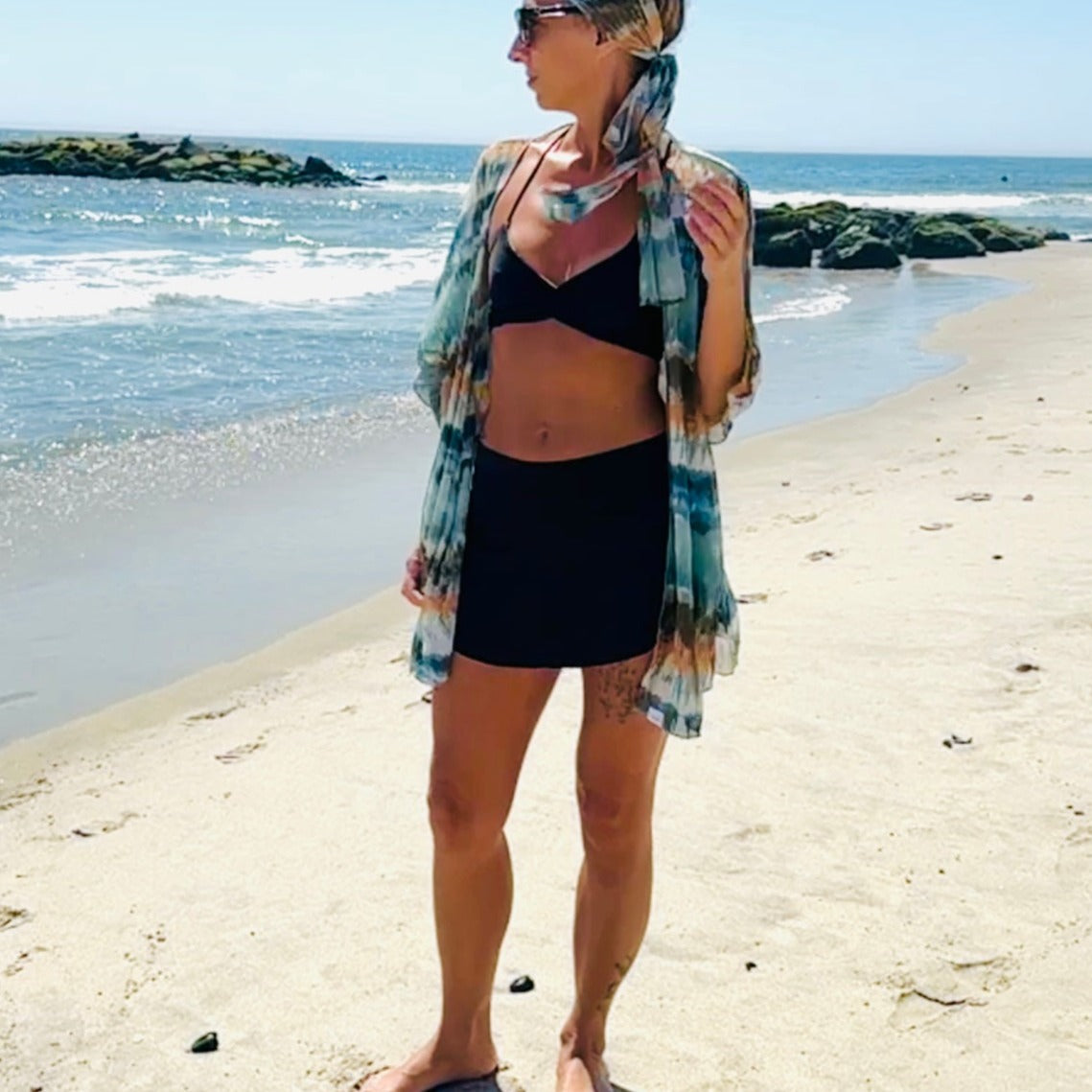 Sheer Tie Dye Mesh Kimono Cover Up