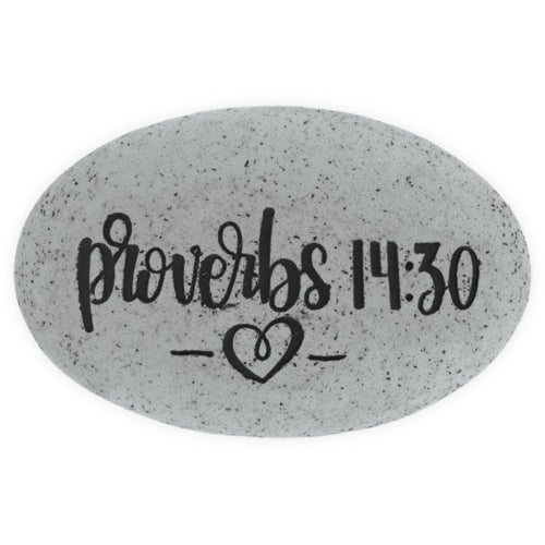 Proverb Stone - A Heart at Peace Gives Life to the Body