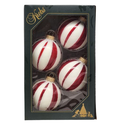Krebs Value Glass Ball 4 pack - Peppermint Stripe