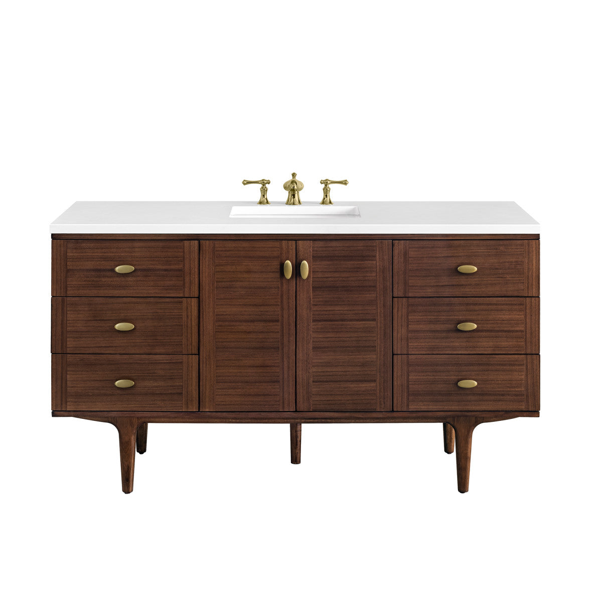 Amberly 60" Single Vanity Cabinet, Mid-Century Walnut