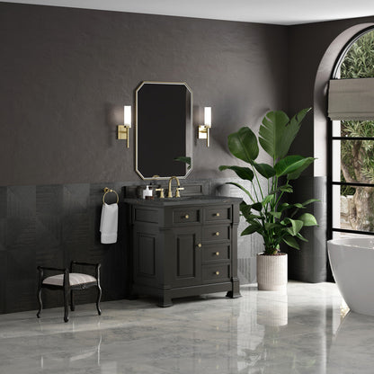 James Martin 547-V36 Brookfield 36” Single Vanity – Black Onyx / Honey Oak / Pearl Charcoal