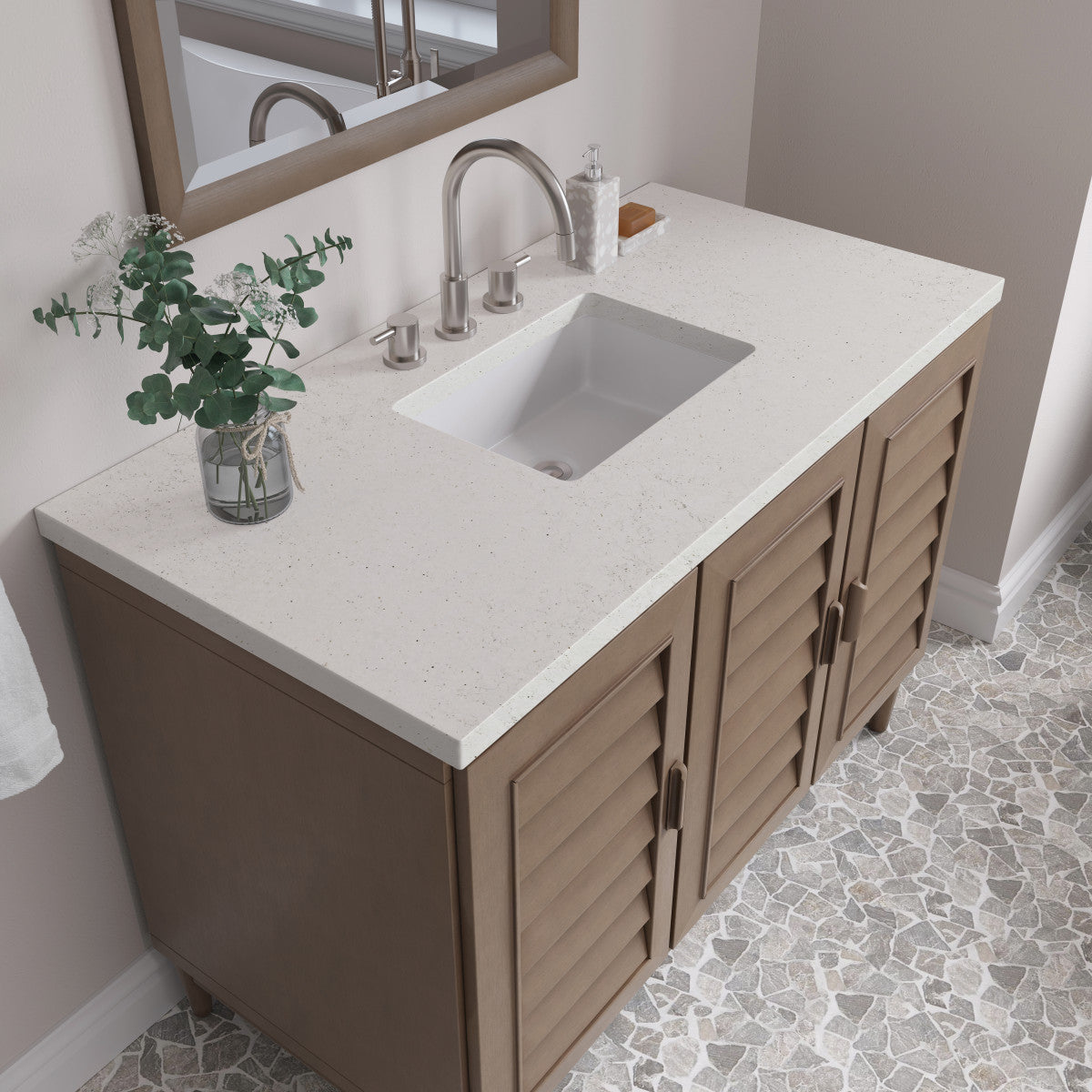 Portland 48" Single Vanity Cabinet, Whitewashed Walnut