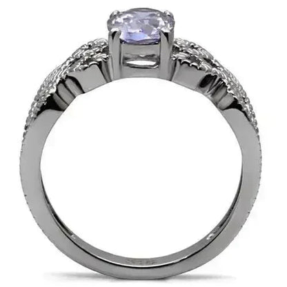 Stainless Steel Ring - Amethyst CZ & High Polish TK079 | Femstylo