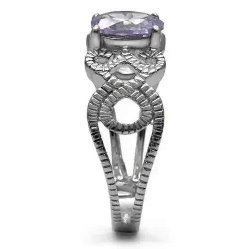 Stainless Steel Ring - Amethyst CZ & High Polish TK079 | Femstylo