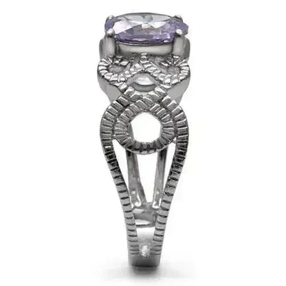Stainless Steel Ring - Amethyst CZ & High Polish TK079 | Femstylo