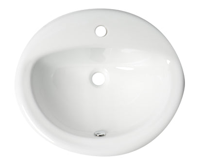 ALFI brand  ABC802 White 21" Oval Drop In Ceramic Sink with Faucet Hole