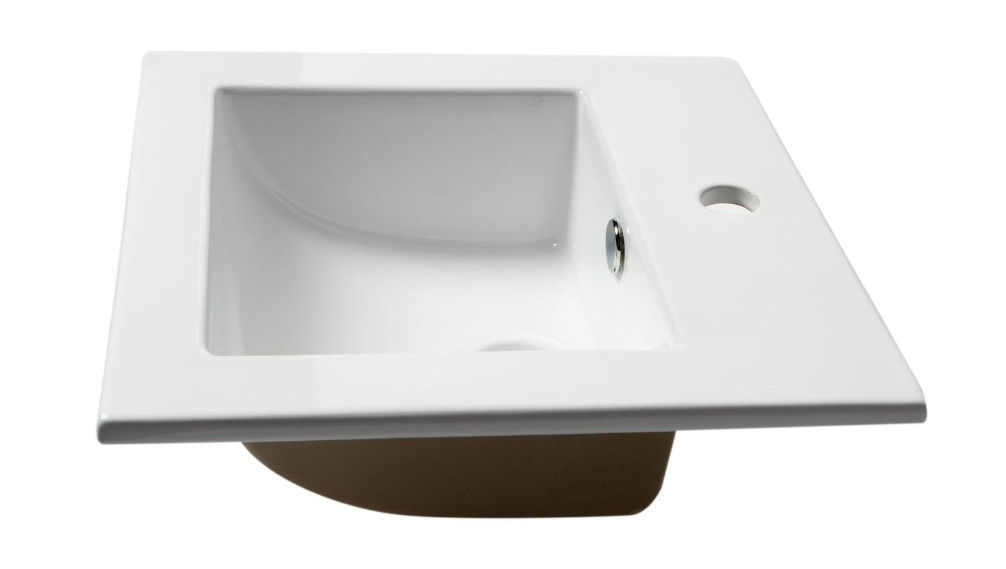 ALFI brand  ABC801 White 17" Square Drop In Ceramic Sink with Faucet Hole