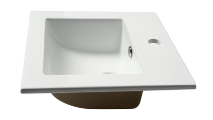 ALFI brand  ABC801 White 17" Square Drop In Ceramic Sink with Faucet Hole