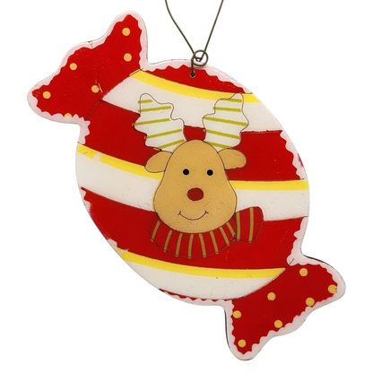 Reindeer Candy Delight Wooden Ornament