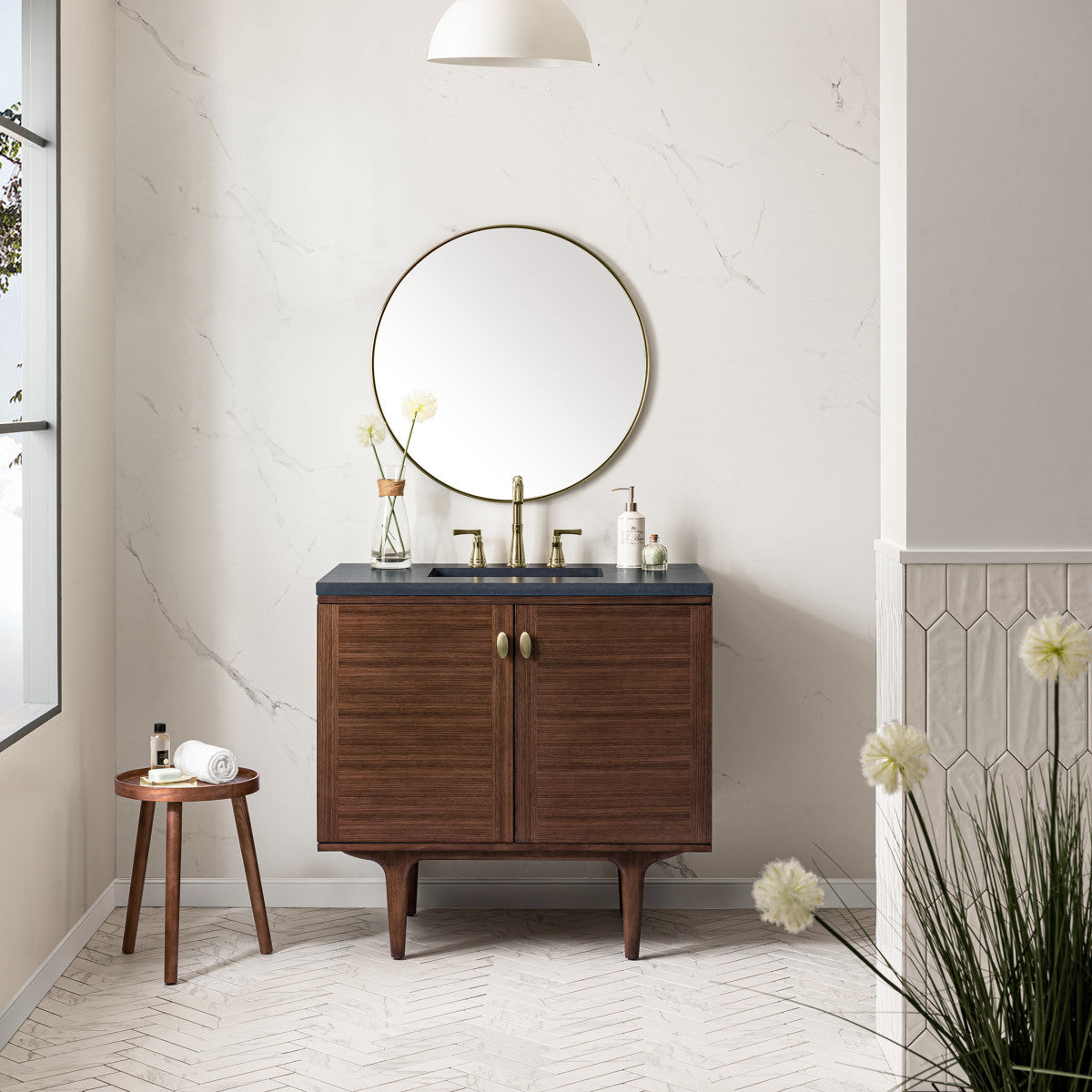Amberly 36" Single Vanity Cabinet, Mid-Century Walnut