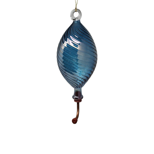 Blown Egyptian Glass Hummingbird Feeder - Blue