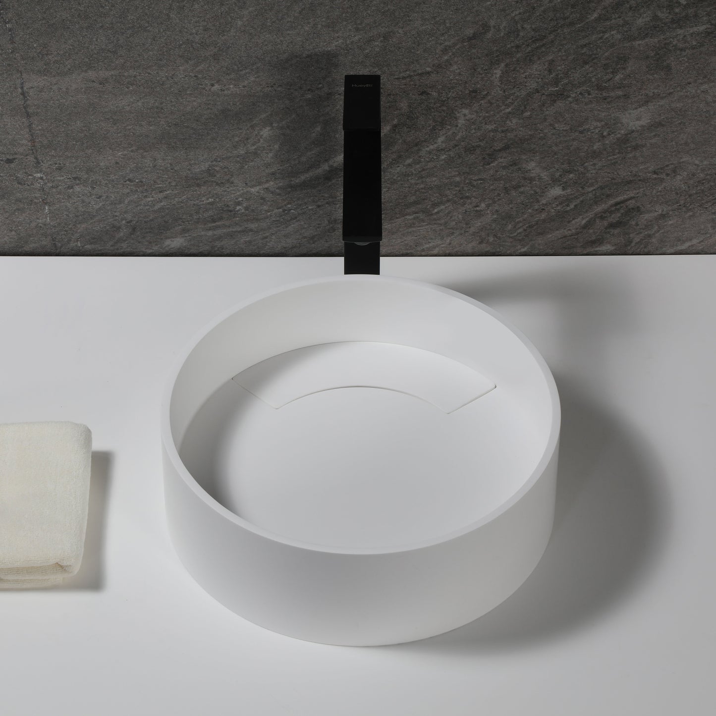 ALFI brand  ABRS15R 15" Round White Matte Solid Surface Resin Sink