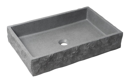 ALFI brand  ABCO24R 24" Solid Concrete Chiseled Style Rectangular Above Mount Vessel Sink