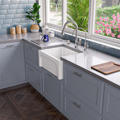 ALFI brand AB2418ARCH Arched Apron Thick Wall Fireclay Single Bowl Farm Sink
