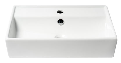 ALFI brand  ABC122 White 22" Rectangular Wall Mounted Ceramic Sink with Faucet Hole