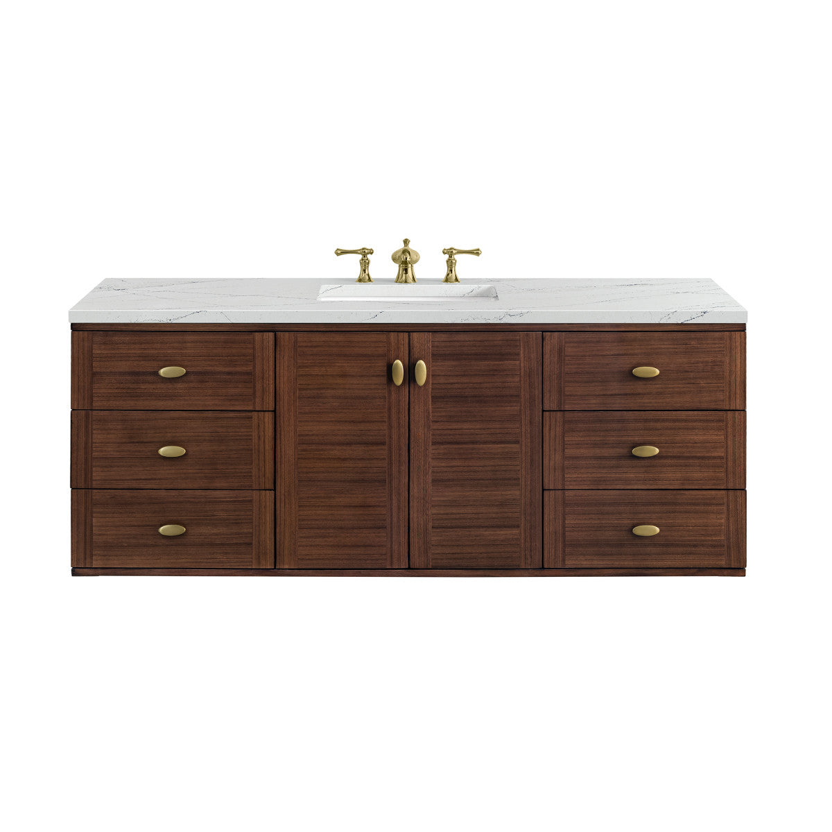Amberly 60" Single Vanity Cabinet, Mid-Century Walnut