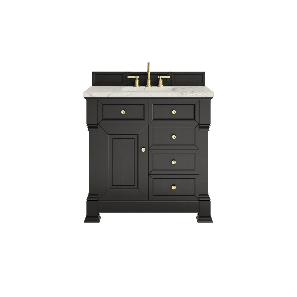 James Martin 547-V36 Brookfield 36” Single Vanity – Black Onyx / Honey Oak / Pearl Charcoal