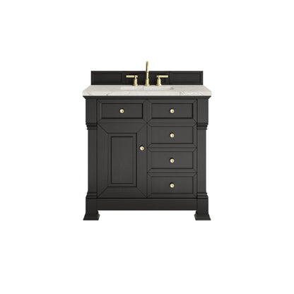 James Martin 547-V36 Brookfield 36” Single Vanity – Black Onyx / Honey Oak / Pearl Charcoal