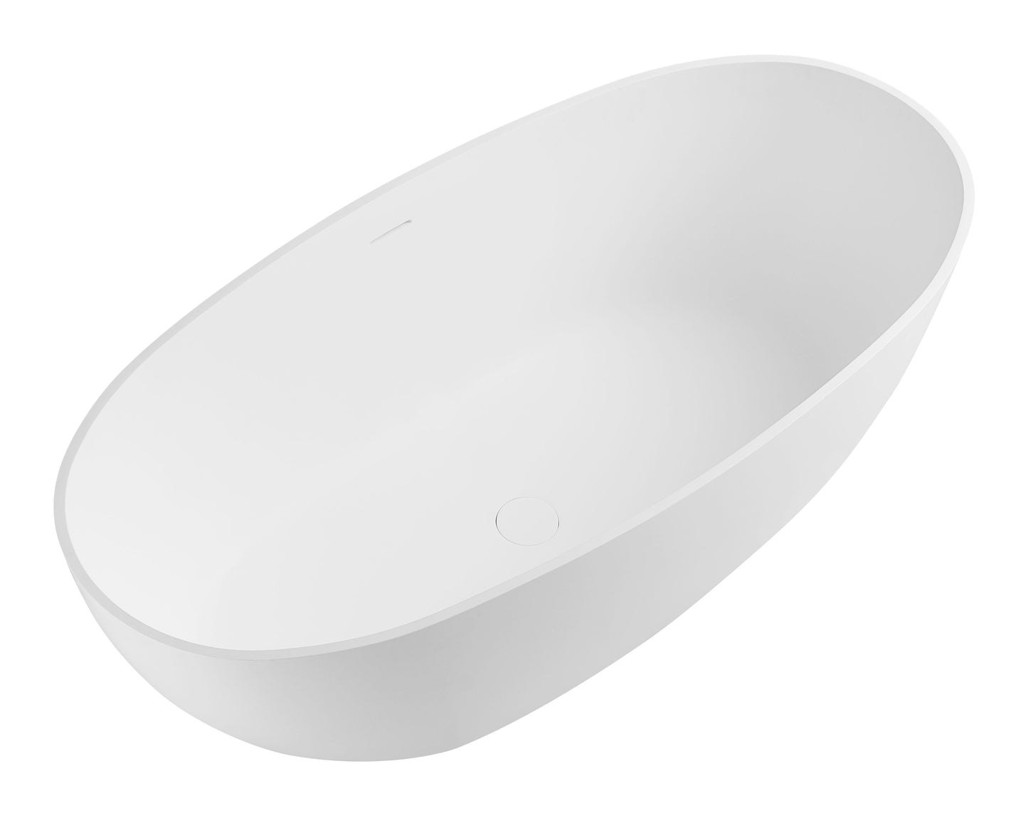 ALFI brand  AB9975 59" White Oval Solid Surface Resin Soaking Bathtub