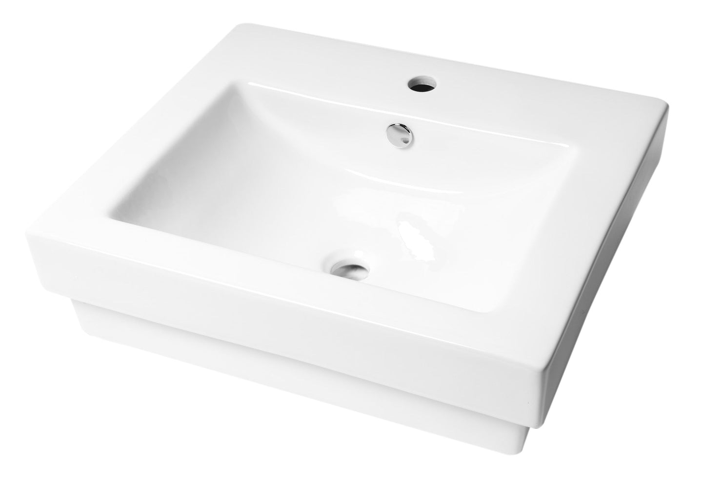 ALFI brand  ABC701 White 24" Rectangular Semi Recessed Ceramic Sink with Faucet Hole