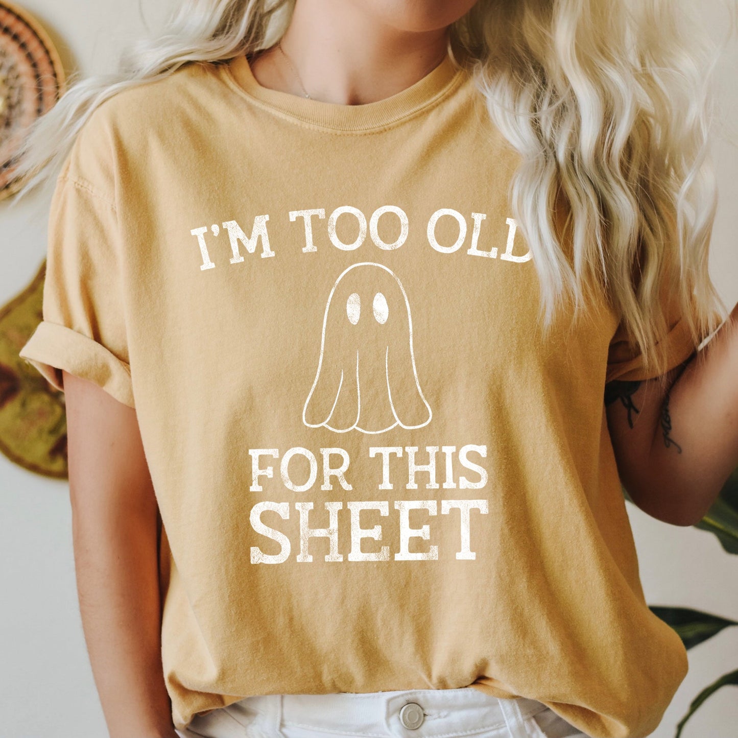 I'm Too Old For This Sheet Retro Ghost Halloween Comfort Colors Tshirt