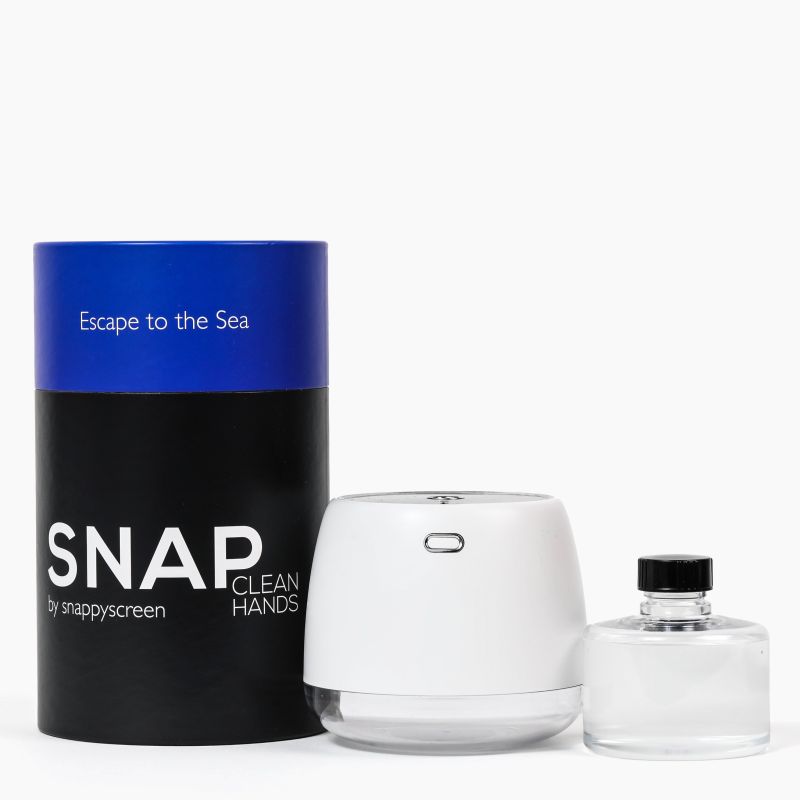 Snap hand sanitizer with packaging on a white background