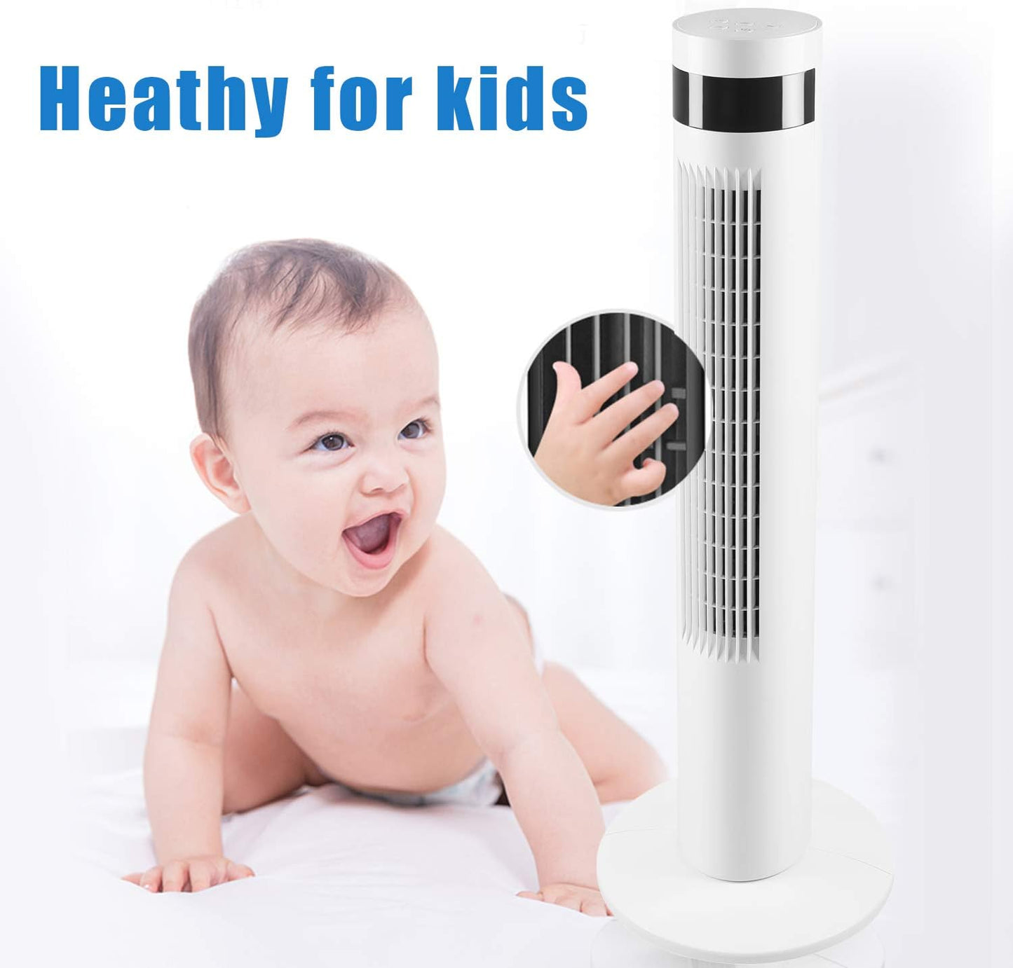Tower Fan Portable Electric Oscillating Fan Quiet Cooling Remote Control Standing Bladeless Floor Fans 3 Speeds Wind Modes Timer