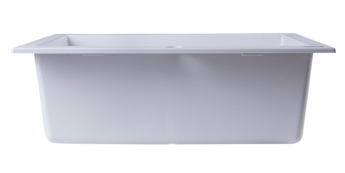 ALFI brand AB2420DI 24" Drop-In Single Bowl Granite Composite Kitchen Sink