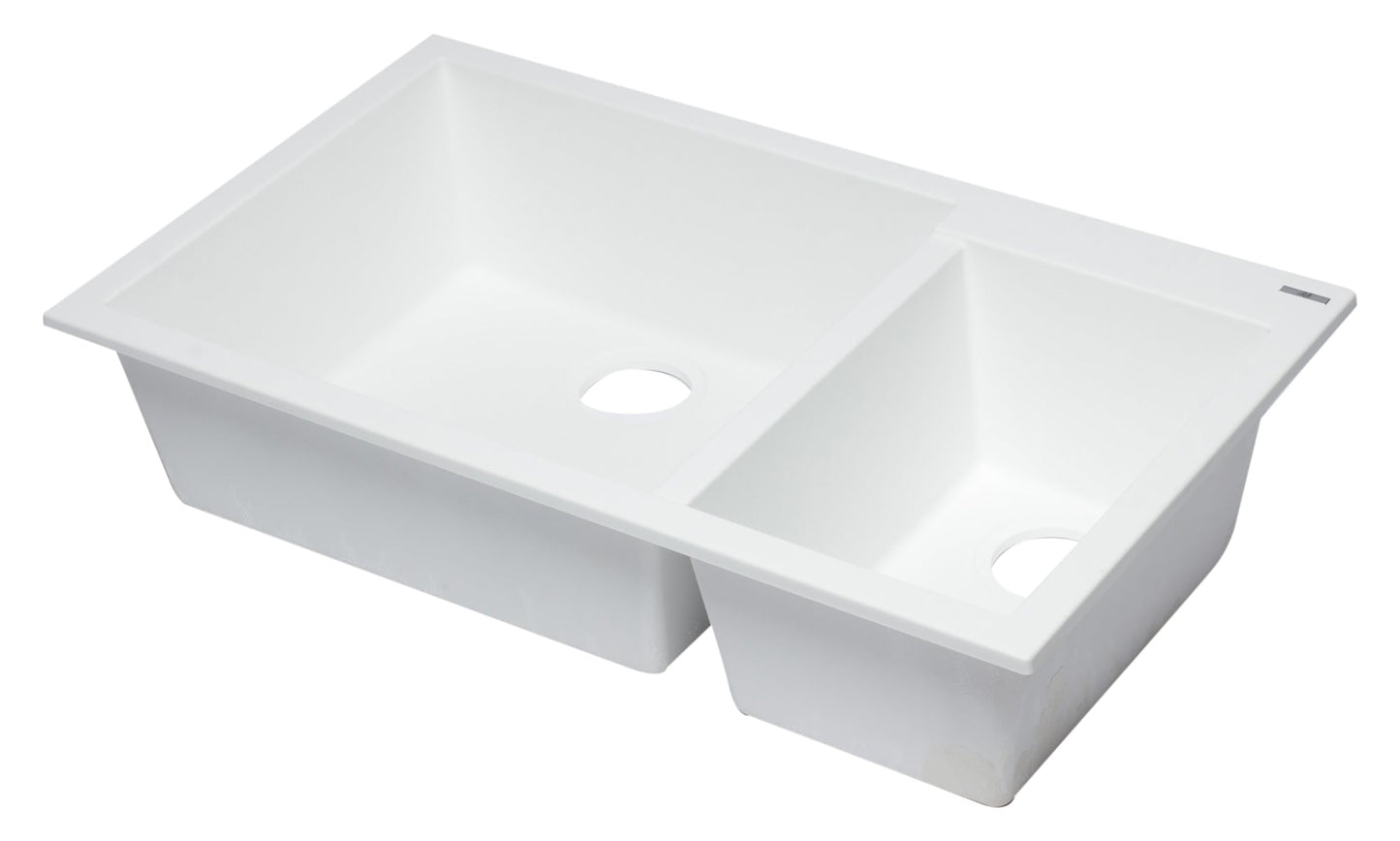 ALFI brand AB3319UM 34" Double Bowl Undermount Granite Composite Kitchen Sink