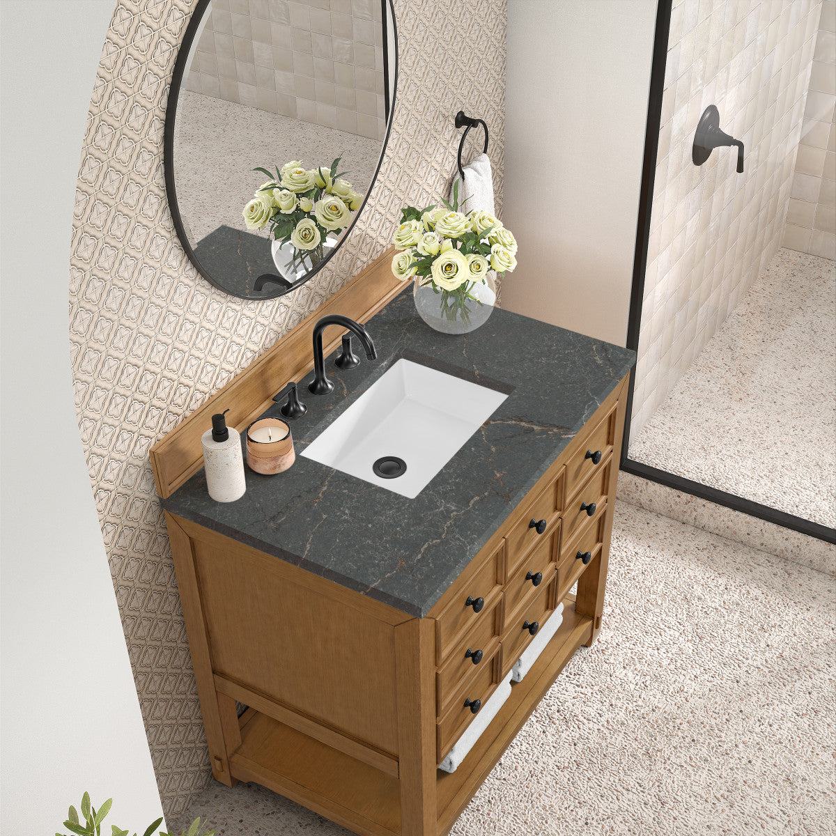 Malibu 36" Single Vanity Cabinet, Amber Birch