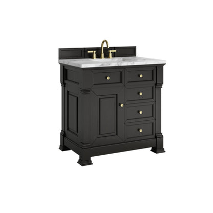 James Martin 547-V36 Brookfield 36” Single Vanity – Black Onyx / Honey Oak / Pearl Charcoal